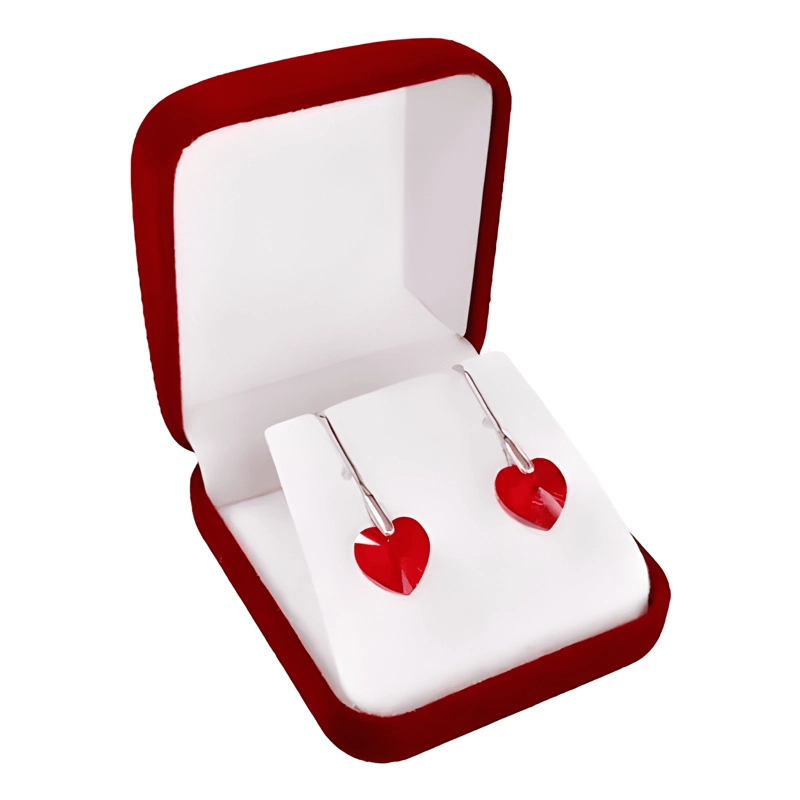 AROS DE PLATA 925 CRISTAL SWAROVSKI CORAZON ROJO - 4