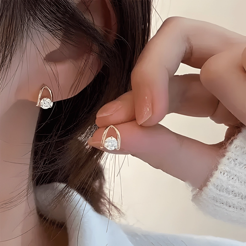 AROS DE PLATA S925 ENCHAPADO EN ORO CRISTAL ZIRCONIA DORADO - 1