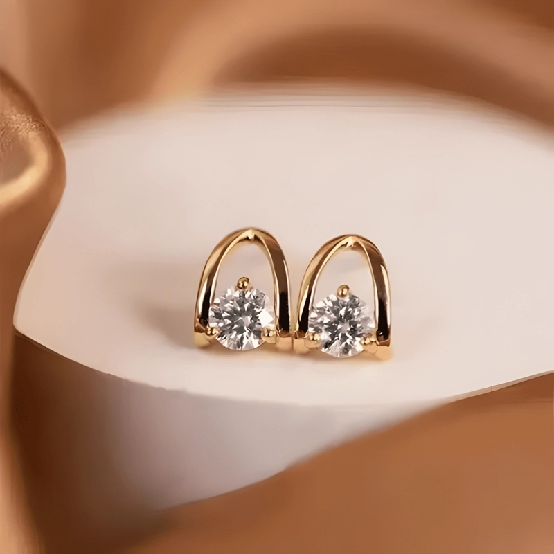 AROS DE PLATA S925 ENCHAPADO EN ORO CRISTAL ZIRCONIA DORADO - 2