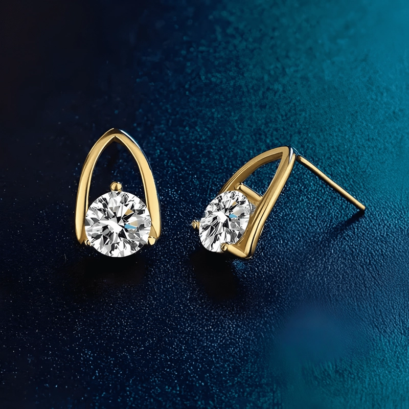 AROS DE PLATA S925 ENCHAPADO EN ORO CRISTAL ZIRCONIA DORADO - 3