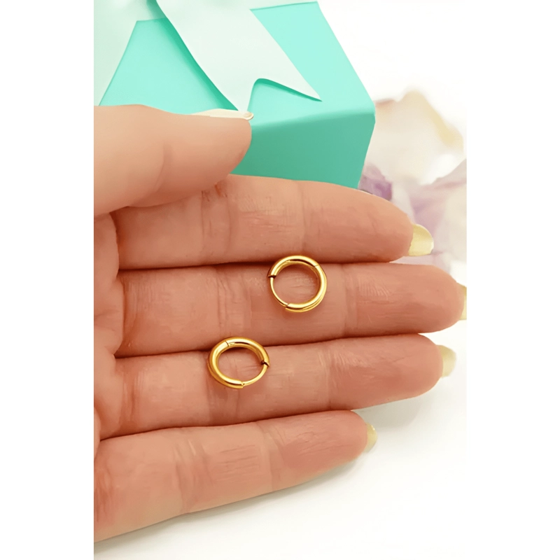 ARGOLLAS TITANIO 8MM ASTM F136 G23 CHAPADAS EN ORO 18K #3 - 4