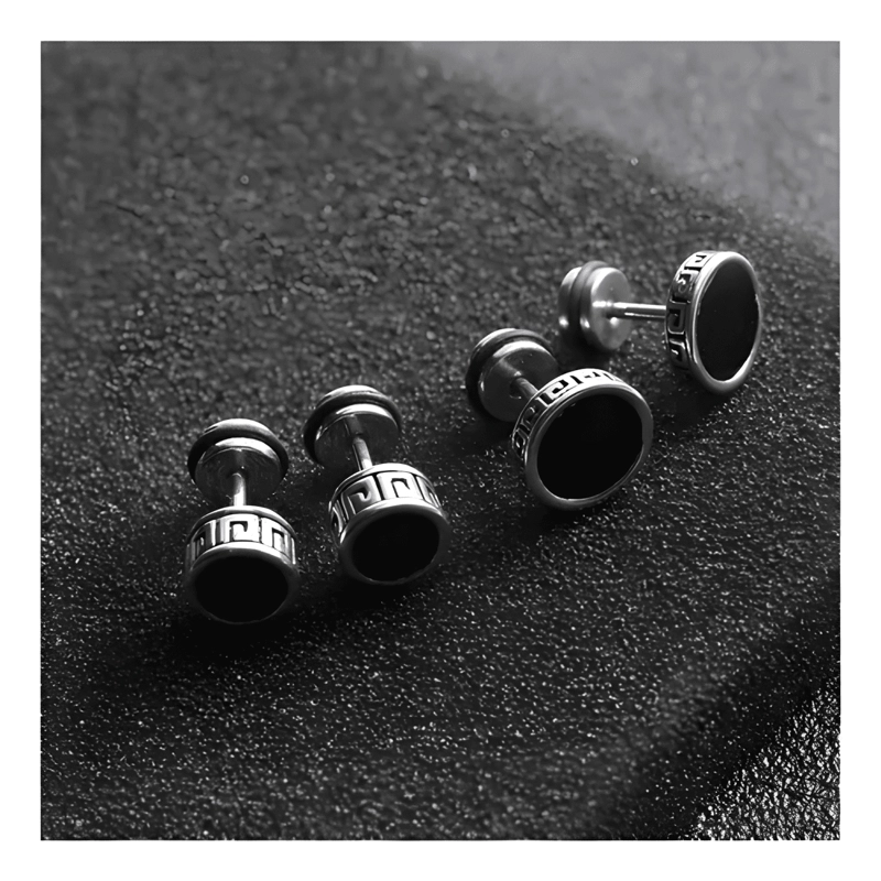 AROS ACERO INOX HOMBRE MUJER BORDE ROMANO PIERCING NEGRO - 1