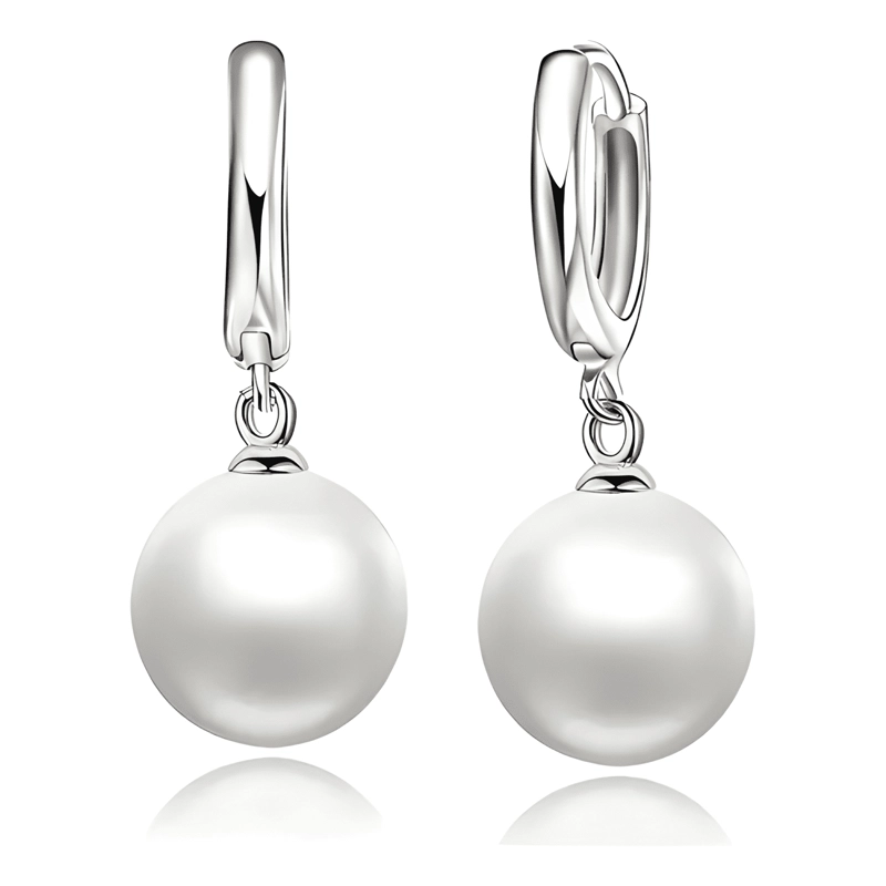 AROS PLATA 925 PERLA PENDIENTES MUJER COLGANTE JOYA REGALO - 1