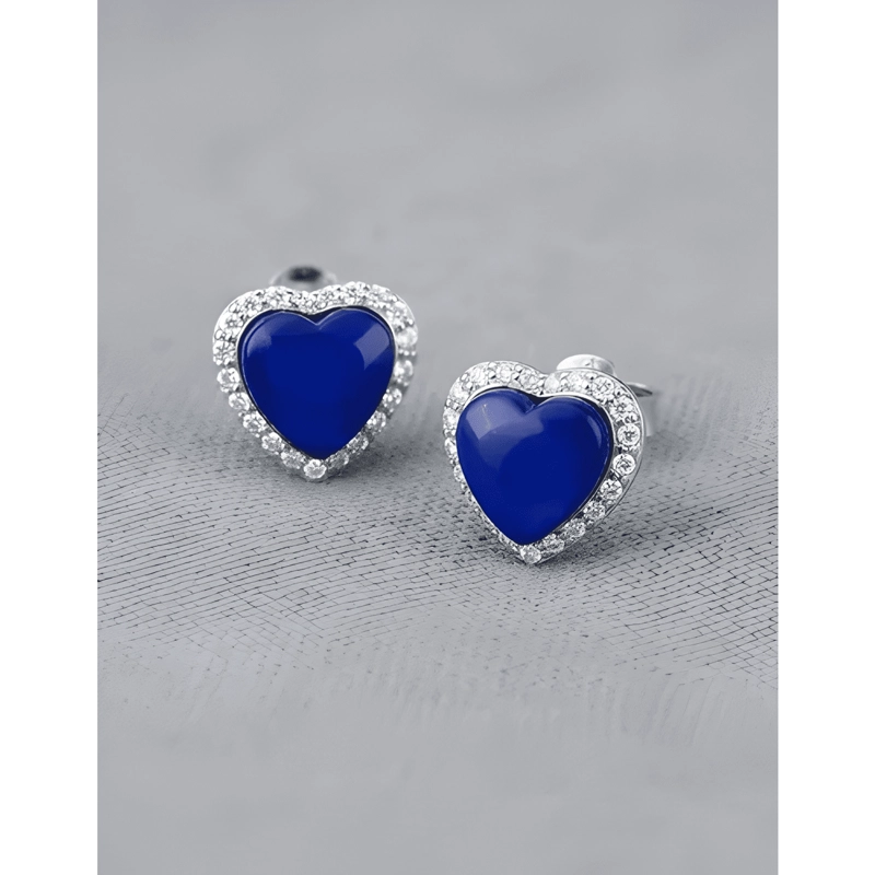 AROS PLATA 925 CORAZON HECHO CON SWAROVSKI REGALO VALENTIN - 1