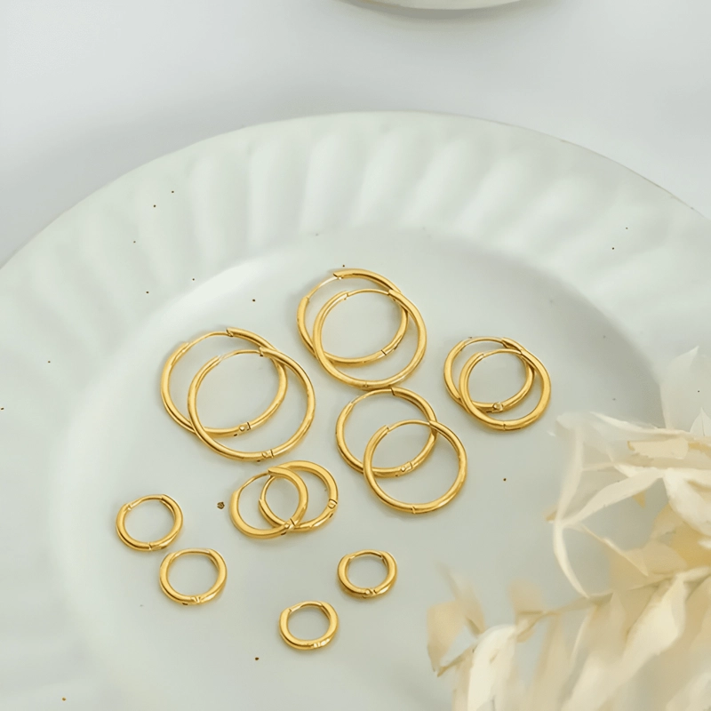 AROS BAÑO ORO 18K ARGOLLAS LISAS 10MM - 2