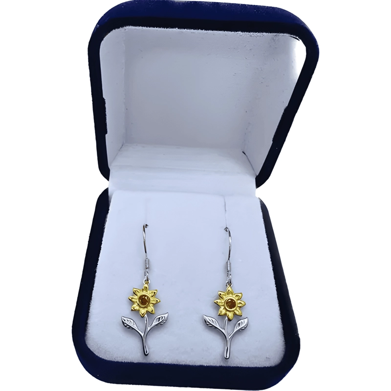 AROS DE GIRASOL EN PLATA DE LEY 925 CERTIFICADA REGALO MUJER - 1