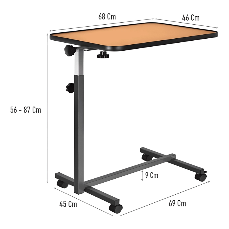 MESA RECLINABLE LATERAL HOSPITALARIO CAMA ALTURA AJUSTABLE - 2