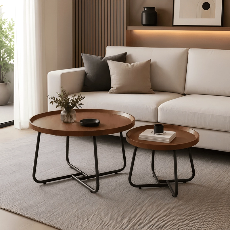 JUEGO MESA DE CENTRO LIVING 80+60CM MODERNA MESA AUXILIAR - 2