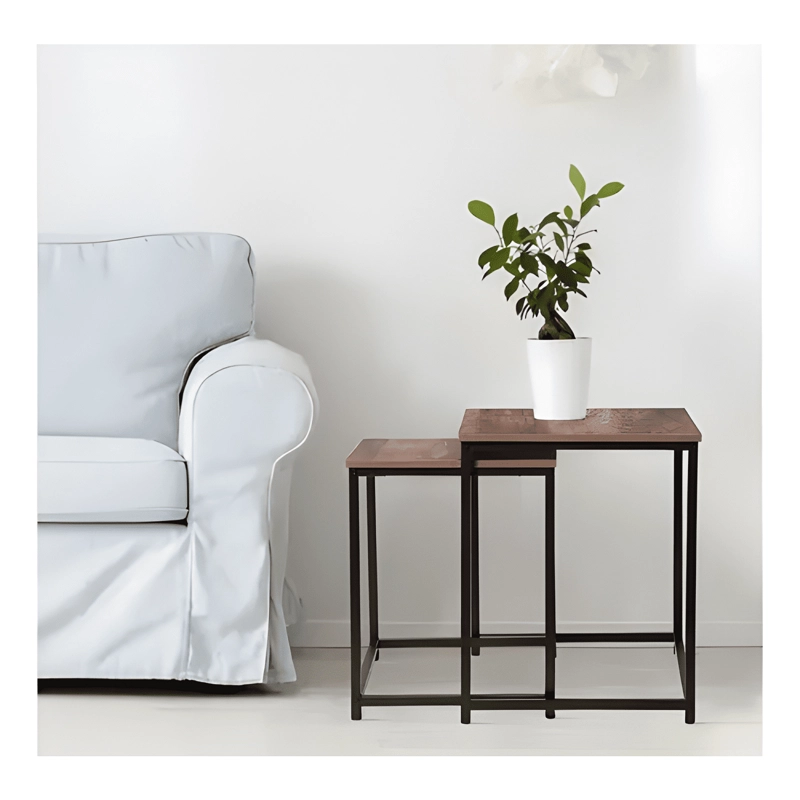 MESA DE CENTRO MESA AUXILIAR MESA LATERAL LIVING SET RUSTICA - 1