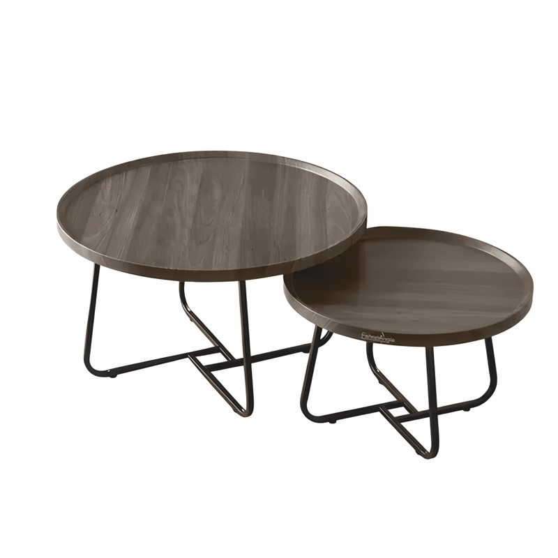 JUEGO DE 2 MESAS DE CENTRO LIVING REDONDA MADERA 70+50CM #1 - 1