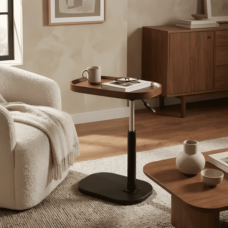 MESA LATERAL JACINTA ALTURA AJUSTABLE RESISTENTE CON MARRON - 4