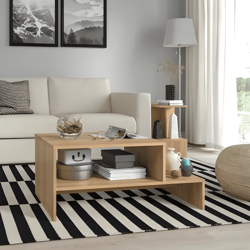 MESA DE CENTRO 90X55 CM CON REPISA - 1