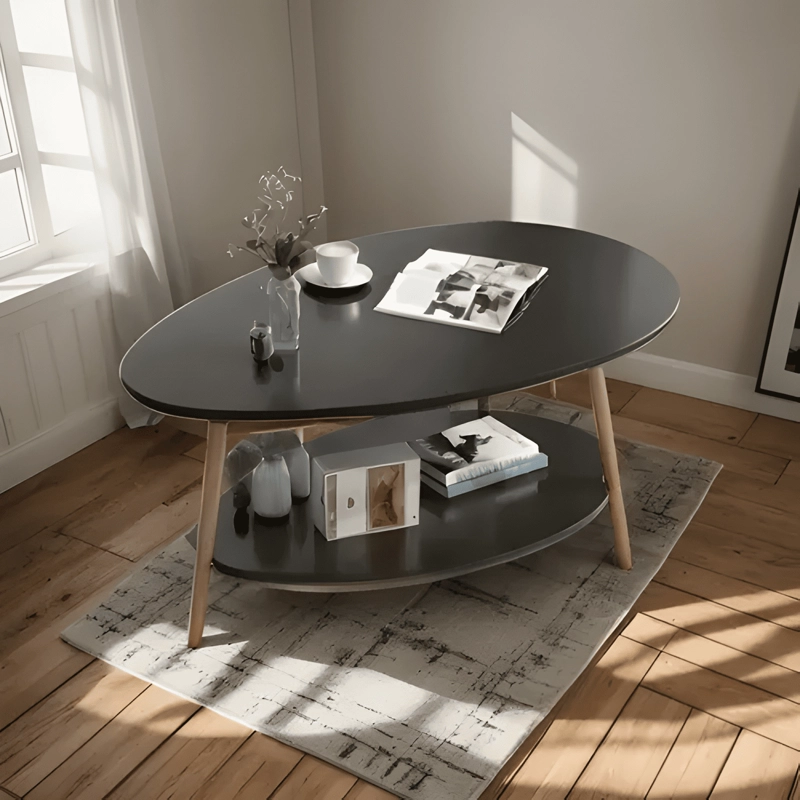 MESA DE CENTRO OVOIDE DOS NIVELES 90X50X42CM #2 - 3