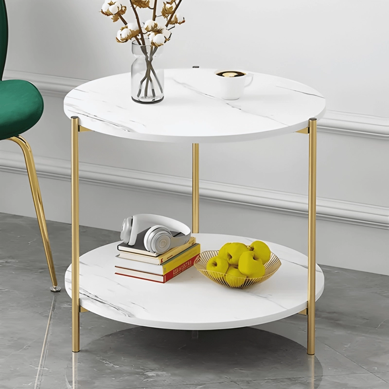 MESA CENTRO MESA AUXILIAR DECORATIVA MESA MADERA 2 NIVELES - 4