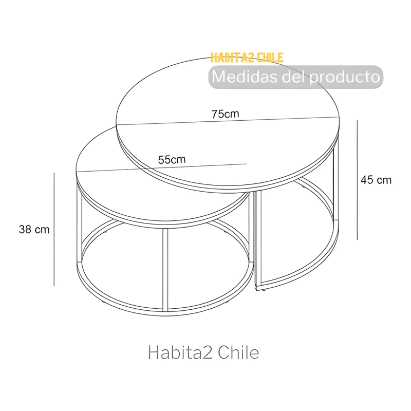 MESA DE CENTRO NIDO TOP TOPE OSCURO ESTILO INDUSTRIAL NEGRO - 2