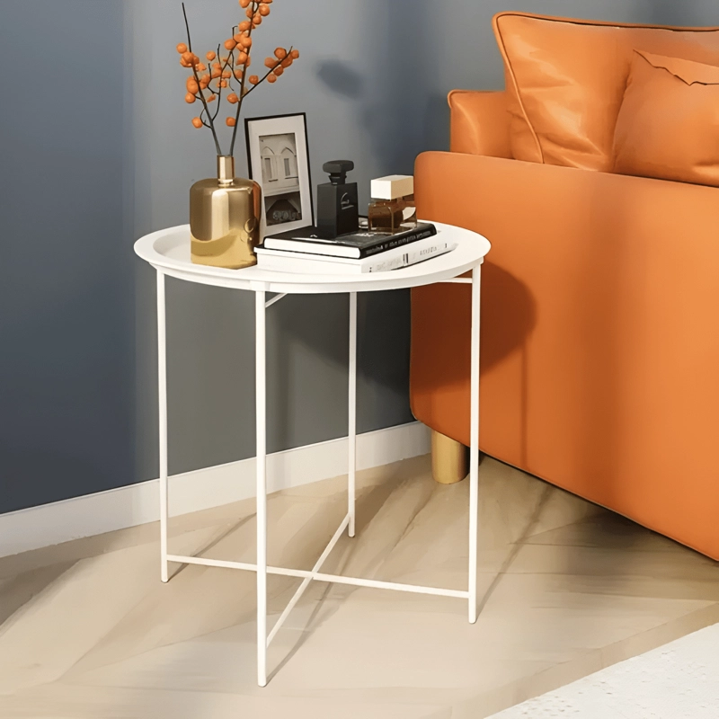 MESA LATERAL AUXILIAR METAL 47X51CM MESA CENTRO GRIS - 4