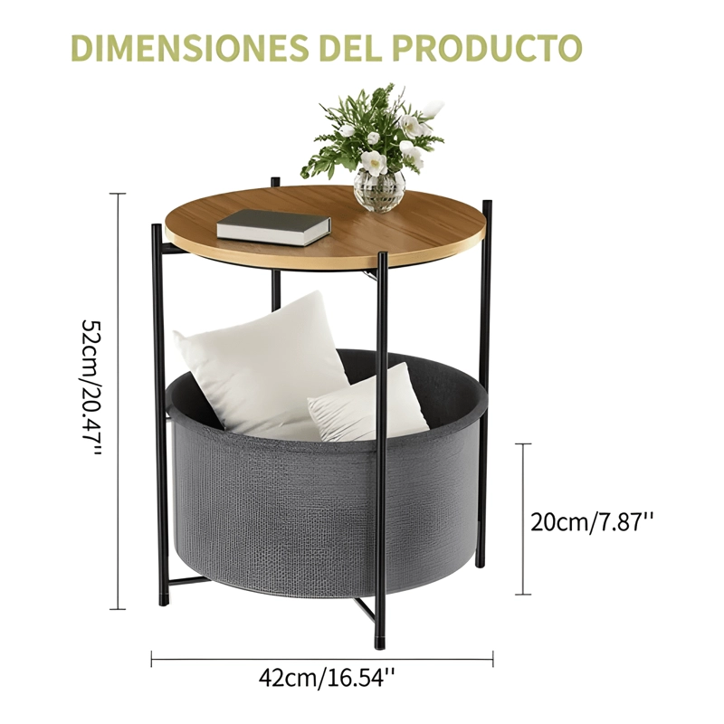 MESA DE CENTRO PEQUEÑA REDONDA DE MADERA REPISA #2 - 3