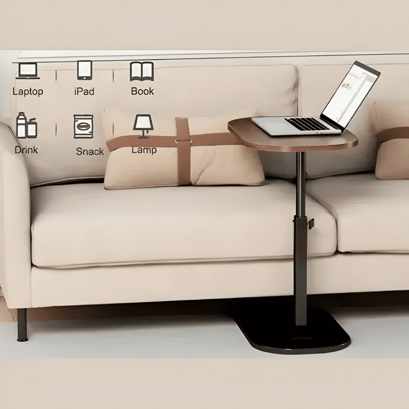 MESA AUXILIAR REGULABLE PARA CAMA Y SOFA MADERA NEGRO - 1