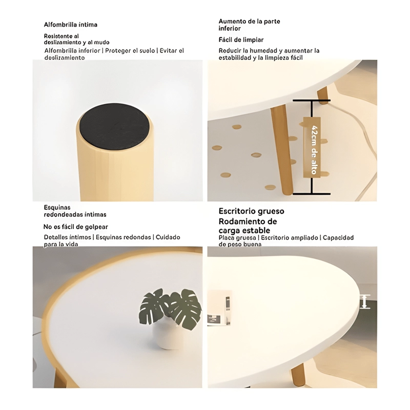 MESA DE CENTRO OVALADA 60X40X42CM COLOR BLANCO #2 - 2