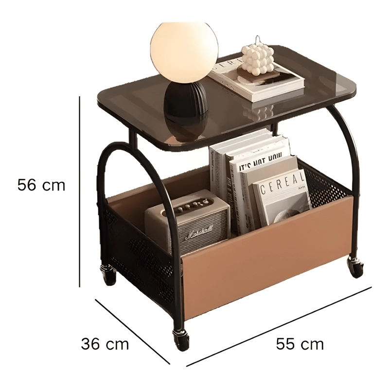 MESA DE CENTRO AUXILIAR DECORATIVA LIVING VIDRIO NEGRO - 4