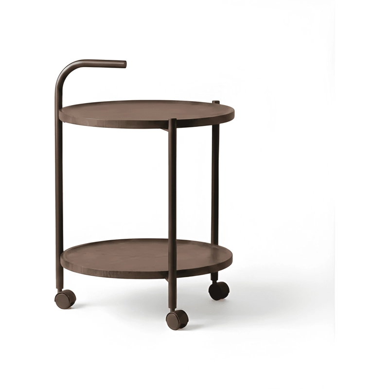 MESA AUXILIAR CON RUEDAS 2 NIVELES MADERA OSCURA 40X65CM - 2