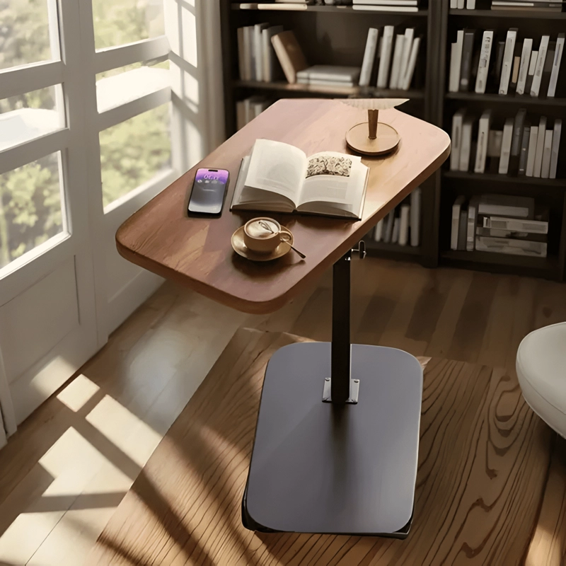 MESA AUXILIAR EN FORMA DE C DE ALTURA AJUSTABLE MARRON - 1