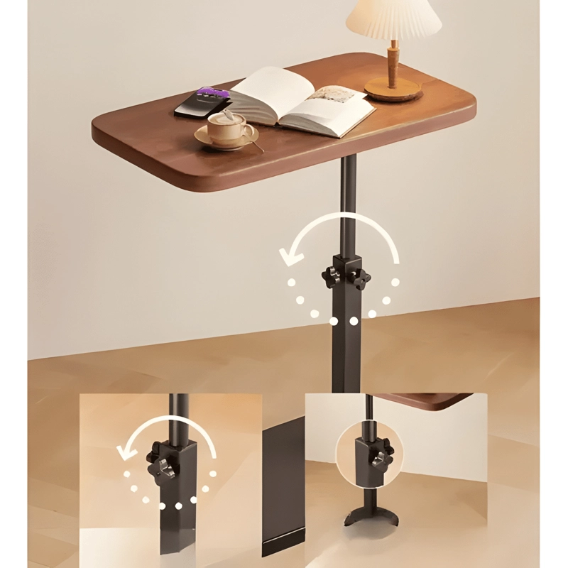 MESA AUXILIAR EN FORMA DE C DE ALTURA AJUSTABLE MARRON - 2