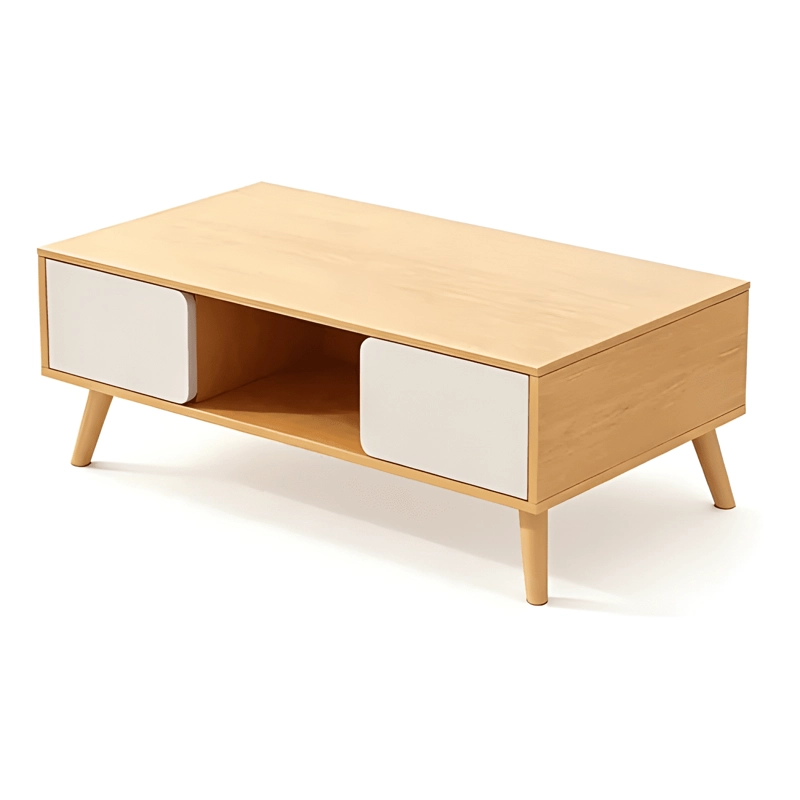 MESA DE CENTRO NORDICA CON 2 PUERTAS CORREDERAS 100X50X42CM - 3