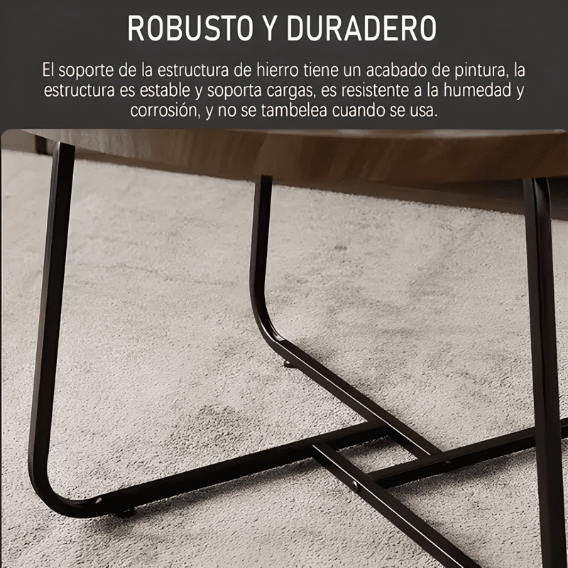JUEGO DE 2 MESAS DE CENTRO LIVING REDONDA MADERA 70+50CM #4 - 4