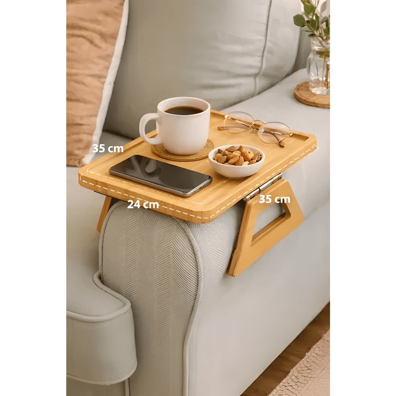 MESA BANDEJA SOFA BAMBU PLEGABLE CLIP APOYA BRAZO MULTIUSO - 1