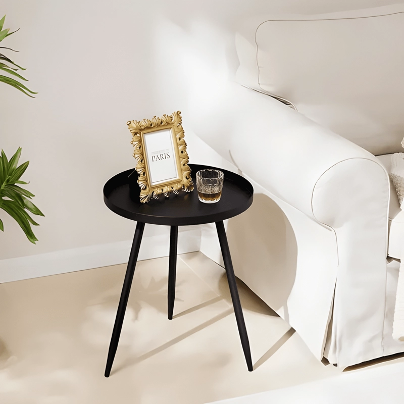 MESA LATERAL AUXILIAR CENTRO METALICA 42X42X45CM COLOR NEGRO - 1