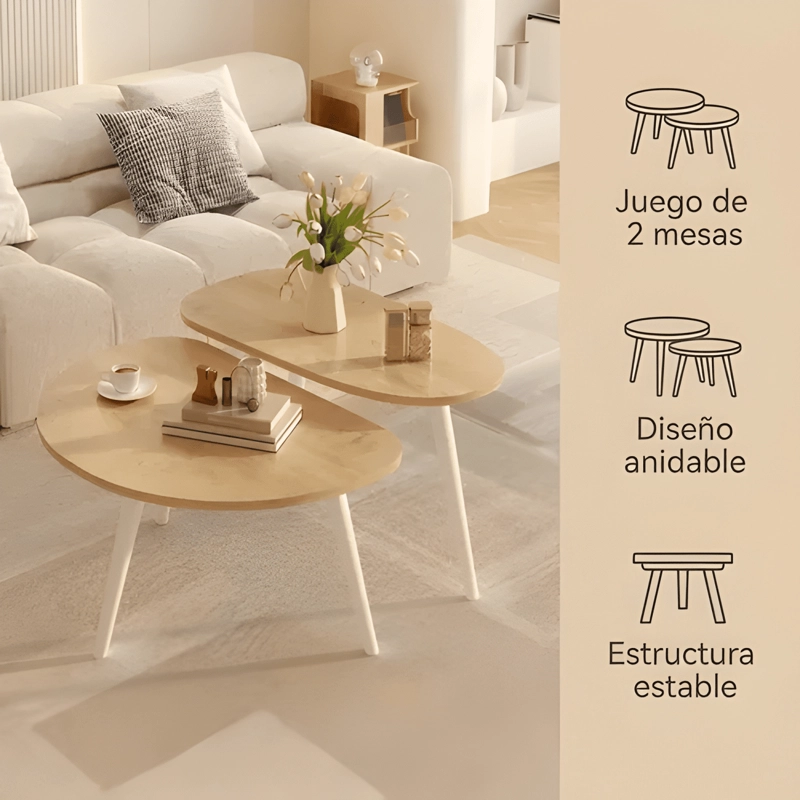 JUEGO MESA DE CENTRO LIVING ADRIANA MINIMALISTA #4 - 1