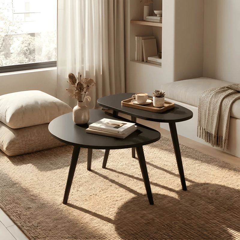 JUEGO MESA DE CENTRO LIVING ADRIANA MINIMALISTA NEGRO - 3