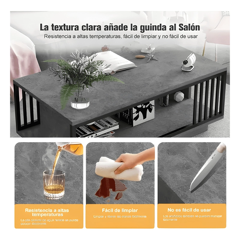 MESA DE CENTRO 100X50X40CM PARA SALON CON 2 NIVELES - 2