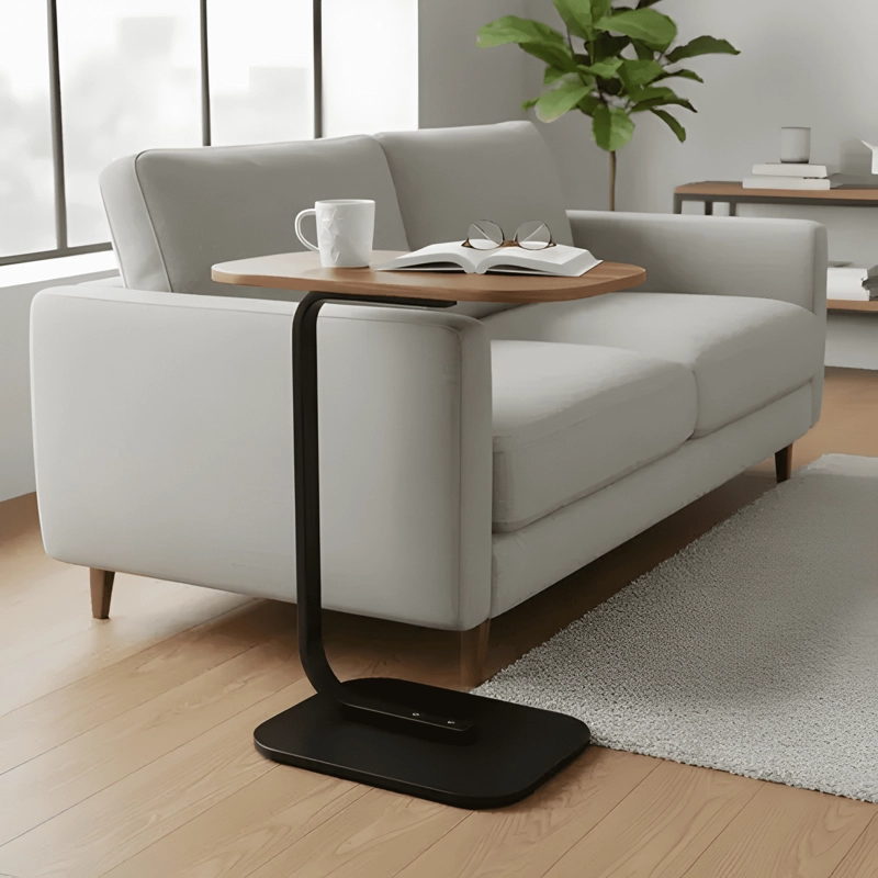 MESA AUXILIAR LATERAL MINIMALISTA TIPO C MADERA Y METAL #3 - 1