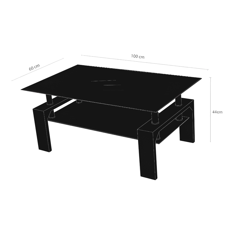 MESA DE CENTRO DE VIDRIO RECTANGULAR 100CM - 2
