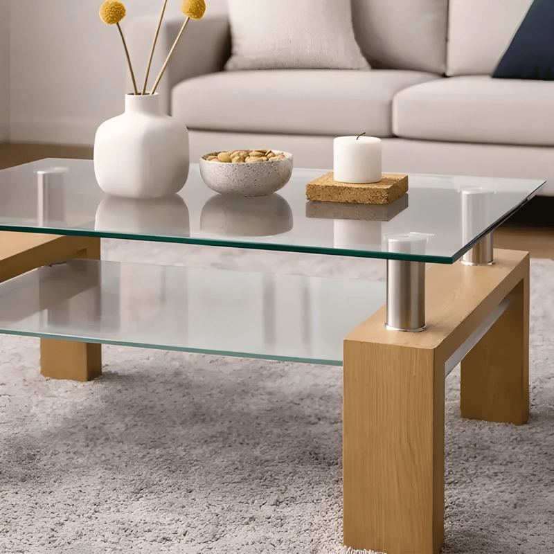 MESA RATONA DE VIDRIO RECTANGULAR COLOR MARRON CLARO #6 - 4