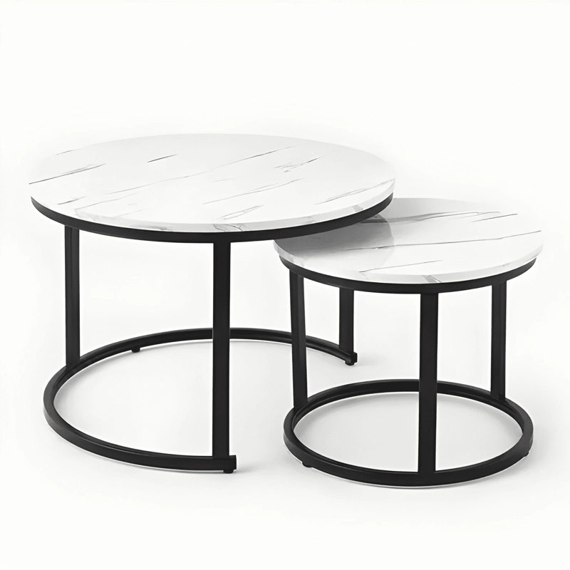 MESA DE CENTRO 2 PIEZAS BLANCO Y PARA LIVING MODERNO NEGRO - 2