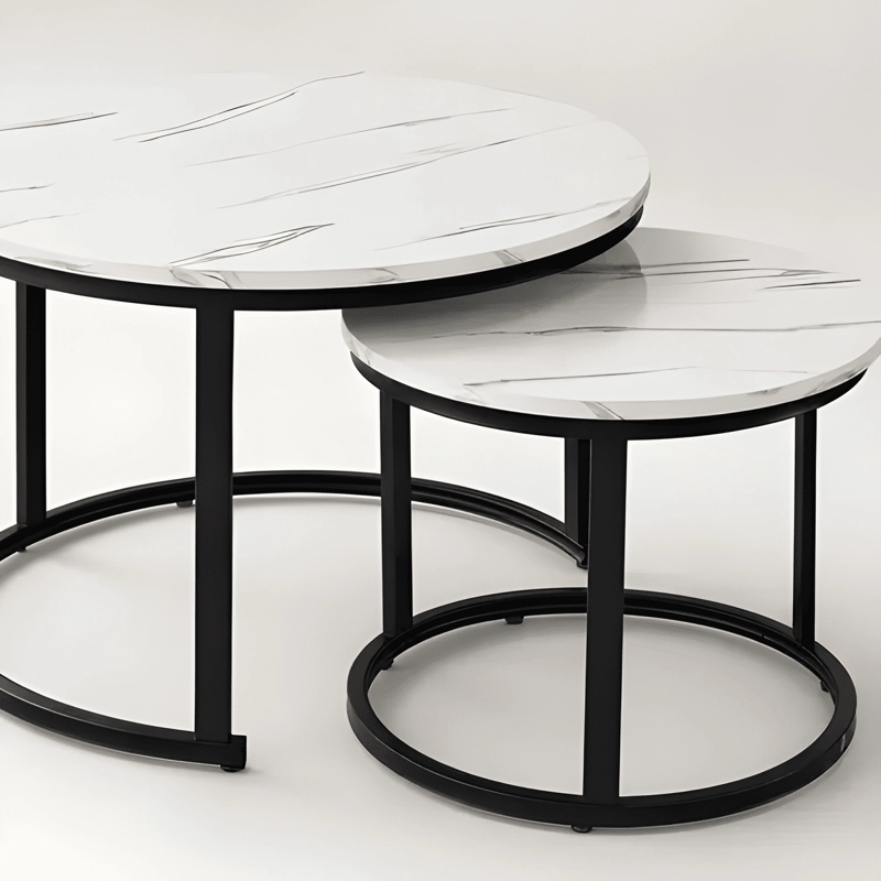 MESA DE CENTRO 2 PIEZAS BLANCO Y PARA LIVING MODERNO NEGRO - 4