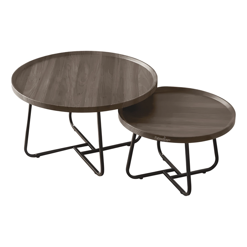 JUEGO DE 2 MESAS DE CENTRO LIVING REDONDA MADERA 70+50CM #2 - 1