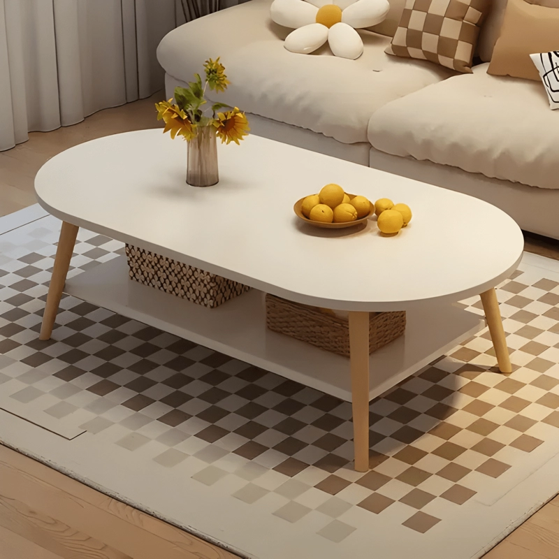 MESA DE CENTRO DOS NIVELES 120X60X42CM MESA REDONDA AUXILIAR - 4