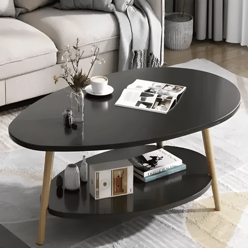 MESA DE CENTRO OVALADA PARA LIVING MODERNO NEGRA - 2
