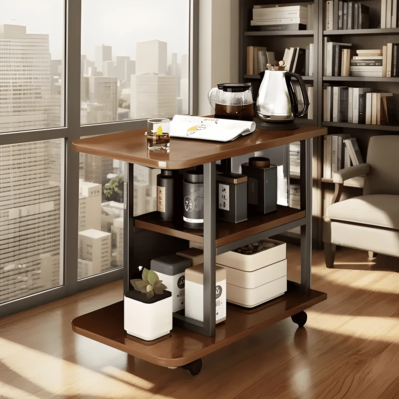MESA DE CENTRO LATERAL MADERA COLOR MARRON - 1