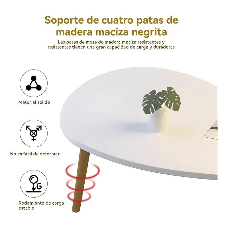 MESA DE CENTRO OVALADA 60X40X42CM COLOR BLANCO #1 - 3