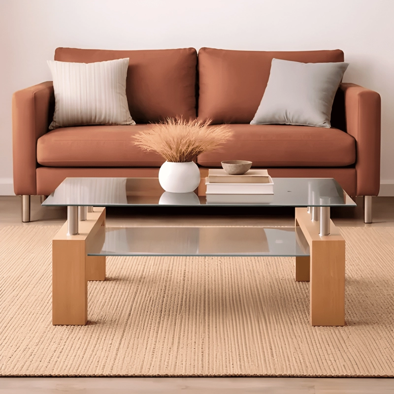 MESA RATONA DE VIDRIO RECTANGULAR COLOR MARRON CLARO #4 - 3