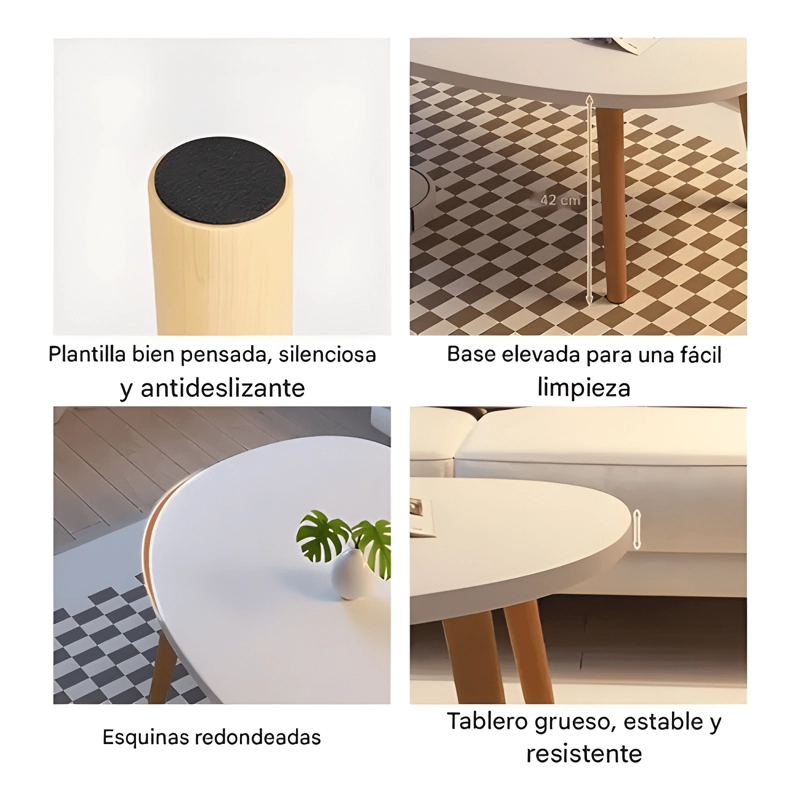 MESA DE CENTRO CON FORMA DE NUBE 100X50X42CM BLANCO BLANCO - 2