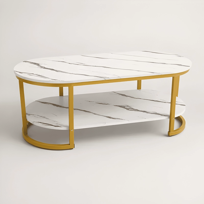 MESA DE CENTRO ELEGANTE CON REPISA INFERIOR Y DISEÑO BLANCA - 4