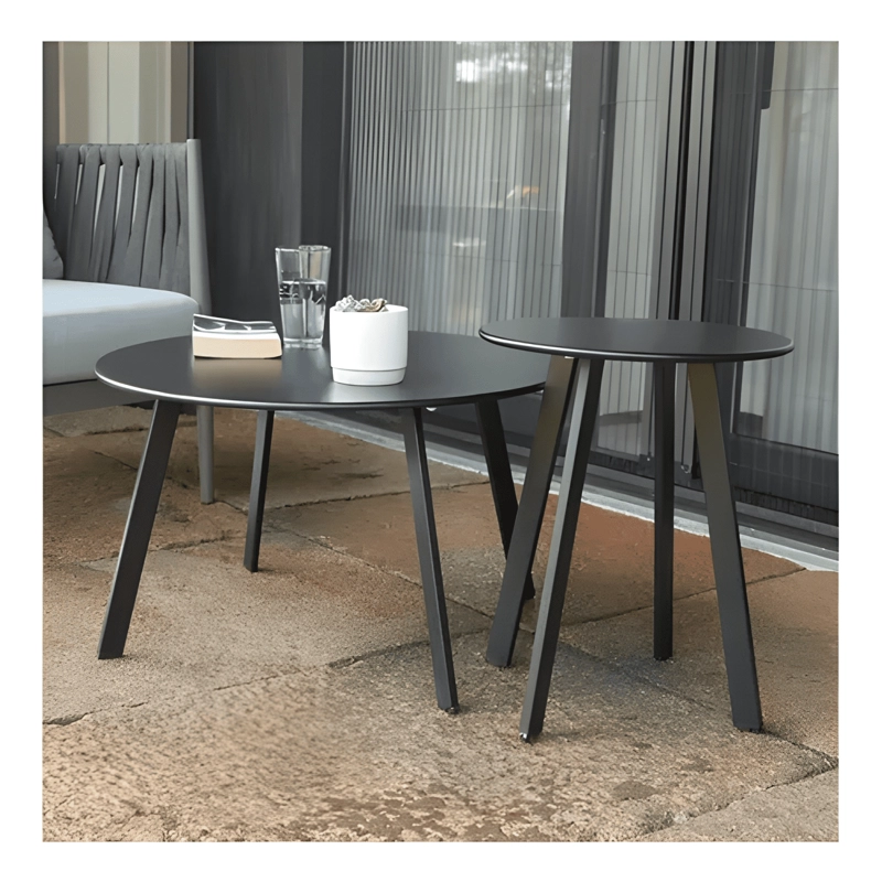 SET 2 MESAS LATERALES CENTRO METAL NEGRA ELEGANTE NEGRO #2 - 1