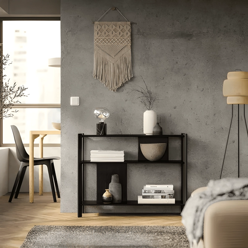 MESA LATERAL BAMBU CON ESTANTE 95X30 CM METAL - 2