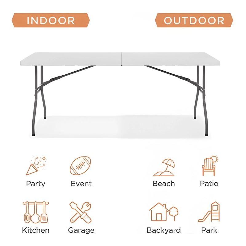 MESA PLEGABLE 180X75X74CM TIPO MALETA BLANCA - 2